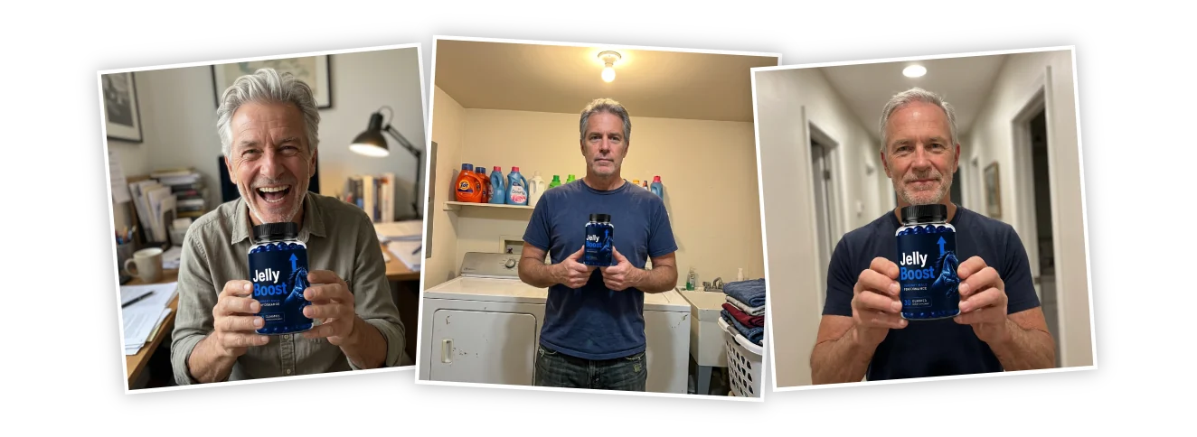 Customers holding JellyBoost bottles