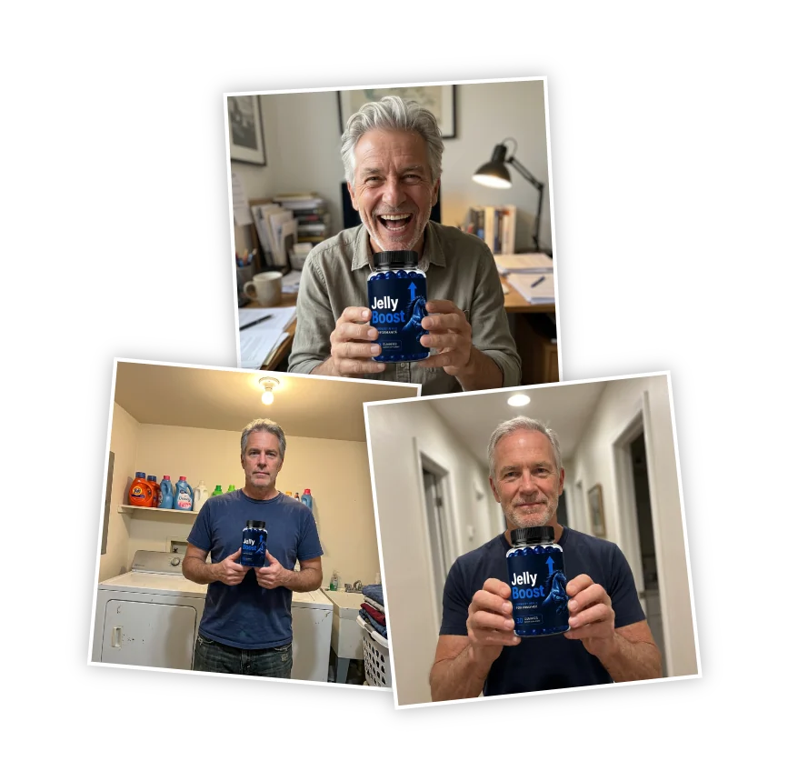 Customers holding JellyBoost bottles